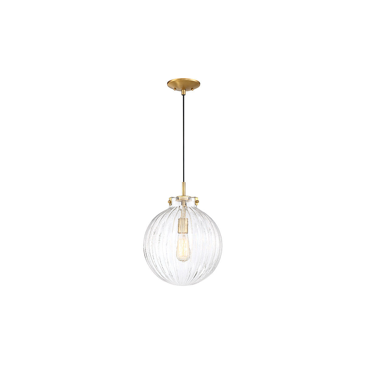 Industrial 1 Light 12 inch Natural Brass Mini-Pendant Ceiling Light