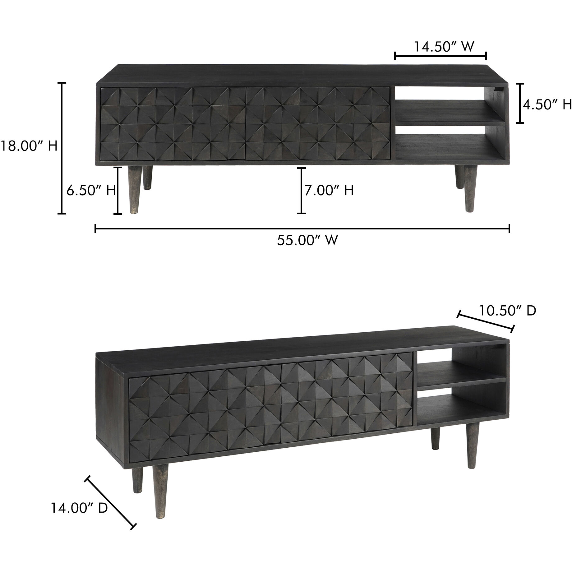 Pablo 55 inch Black Entertainment Unit