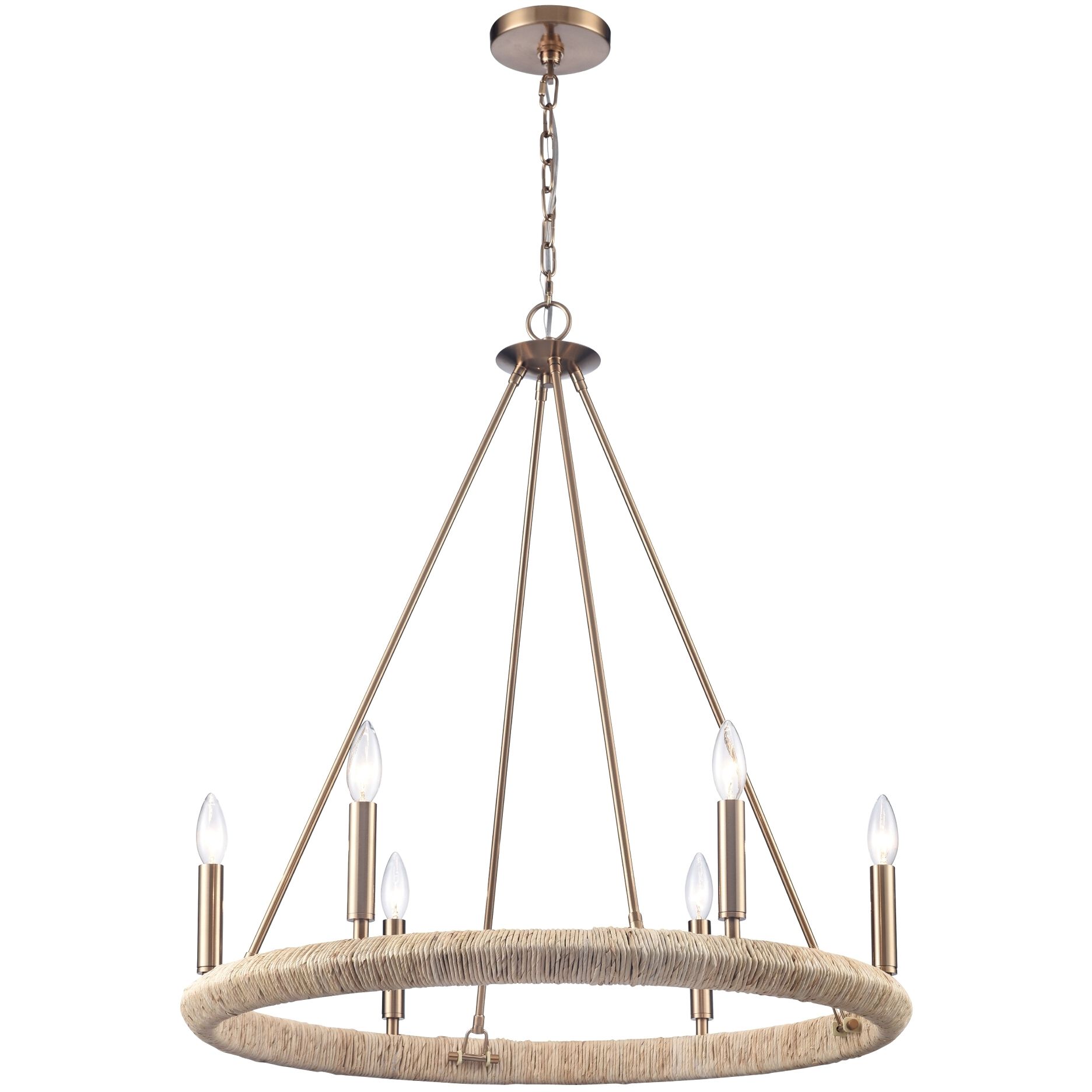 Cabana 6 Light 28 inch Lacquered Gold Chandelier Ceiling Light