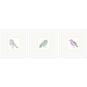Conversation Birds Multi and Pink and Blue and Green Framed Art
