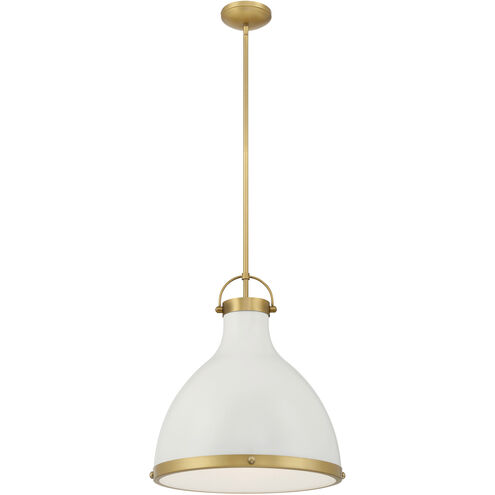 Lynk 1 Light 16.5 inch Legacy Brass and Off White Cream Pendant Ceiling Light