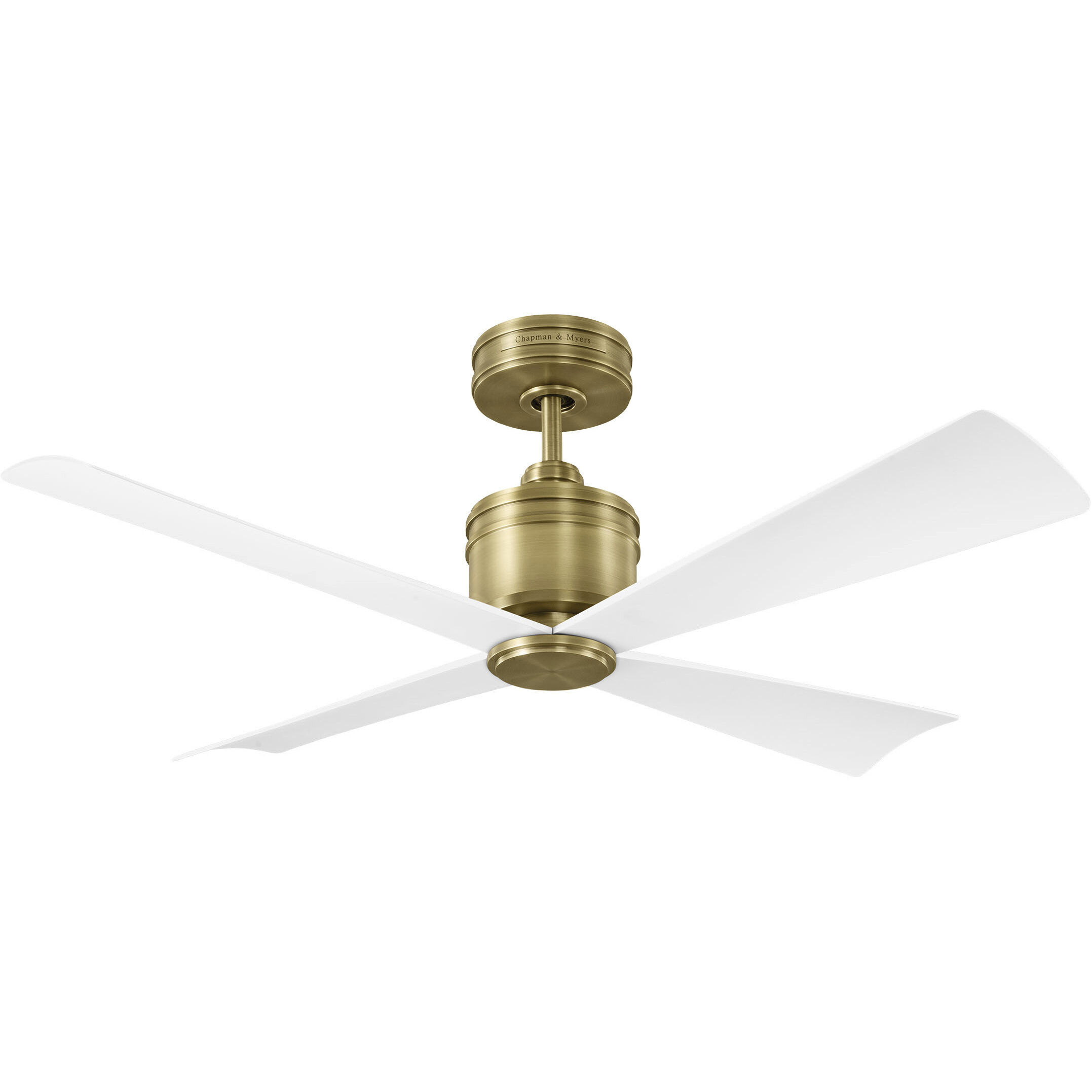 Launceton 44 inch Hand Rubbed Antique Brass with Matte White ABS Blades Ceiling Fan
