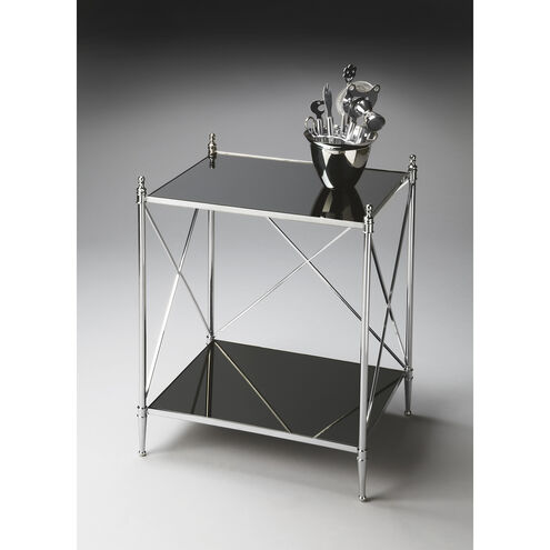 Modern Expressions Deidre Glass & Metal 28 X 21 inch Nickel Accent Table