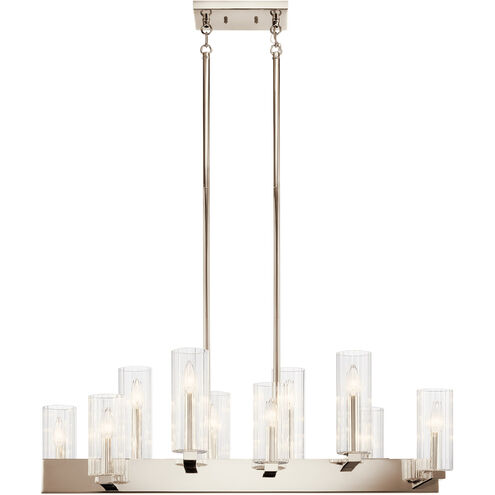 Cleara 10 Light 16 inch Polished Nickel Chandelier Linear (Double) Ceiling Light, Double