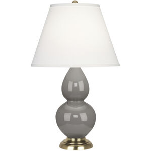Small Double Gourd 22.75 inch 150.00 watt Smokey Taupe Glazed Ceramic Accent Lamp Portable Light in Smoky Taupe, Pearl Dupioni