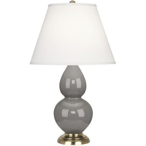 Small Double Gourd 22.75 inch 150.00 watt Smokey Taupe Glazed Ceramic Accent Lamp Portable Light in Smoky Taupe, Pearl Dupioni
