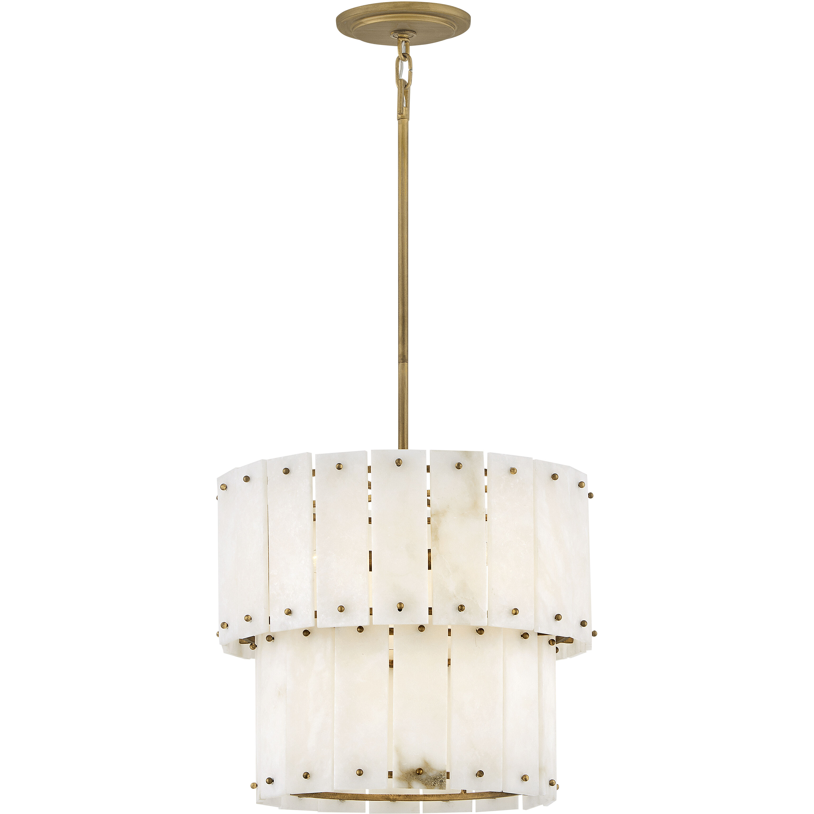 Simone LED 17.5 inch Burnished Gold Foyer Ceiling Light in Alabaster, Semi-flush Mount