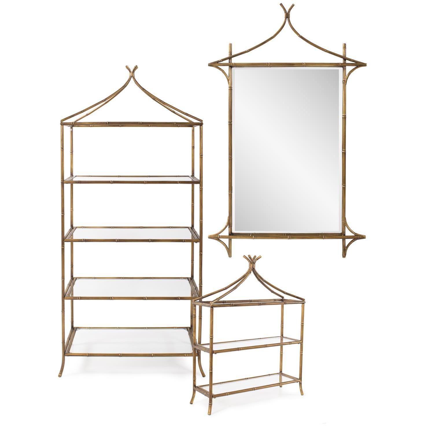 Moreau 60 X 28 inch Antique Gold Shelving, Large
