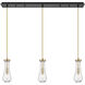 Owego 3 Light 35.5 inch Champagne Bronze Linear Pendant Ceiling Light in Clear Glass