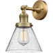 Franklin Restoration Large Cone 1 Light 8 inch Brushed Brass Semi-Flush Mount Ceiling Light in Seedy Glass, Franklin Restoration