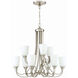 Grace 9 Light 32 inch Brushed Polished Nickel Chandelier Ceiling Light in White Frosted Glass, Jeremiah