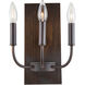 Aberdeen 3 Light 9 inch Brunito bronze and light wood Wall Light