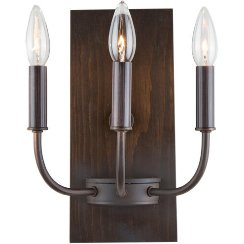 Aberdeen 3 Light 9 inch Brunito bronze and light wood Wall Light