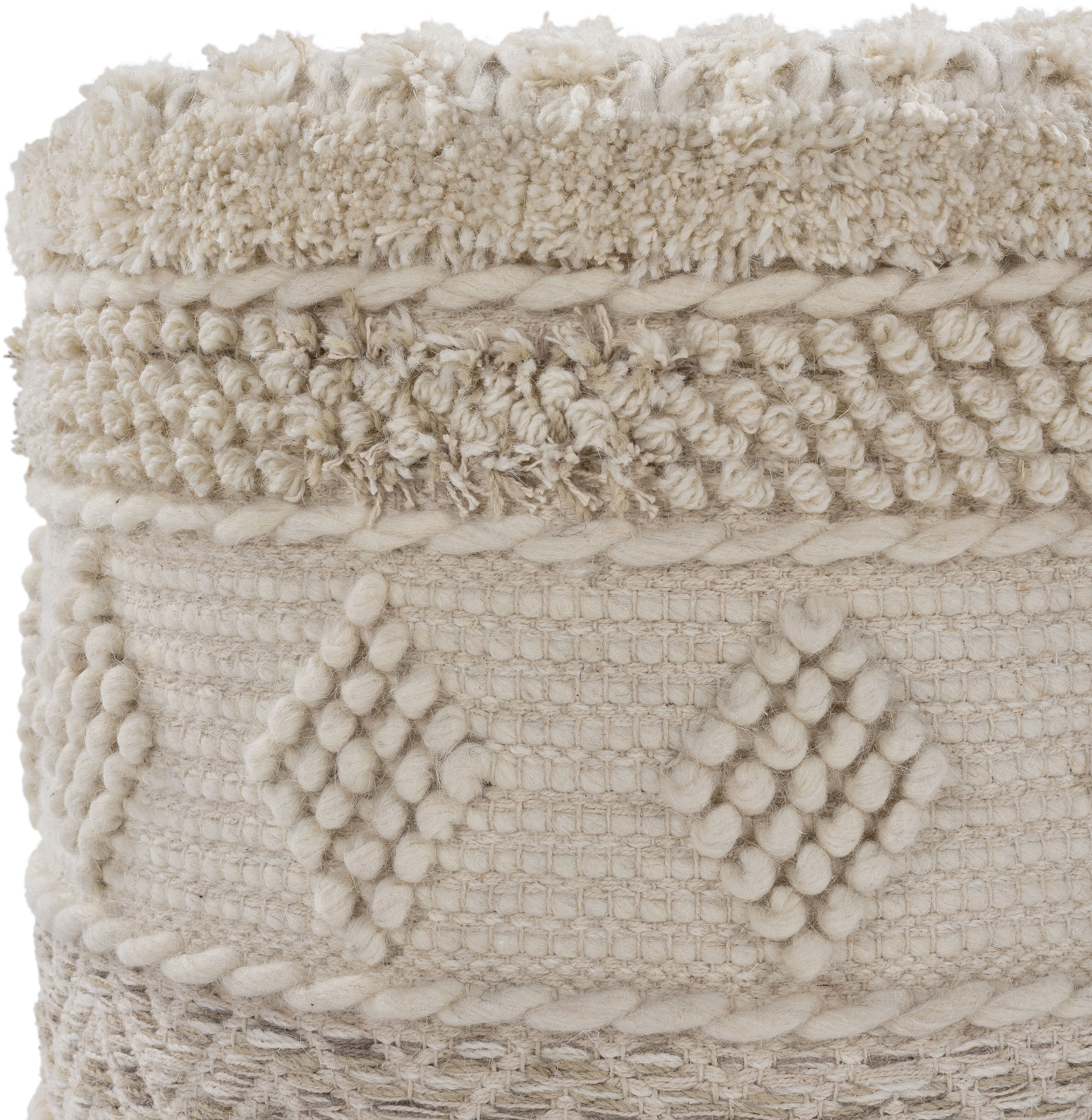 Hilna 16 inch Black Pouf, Cylinder