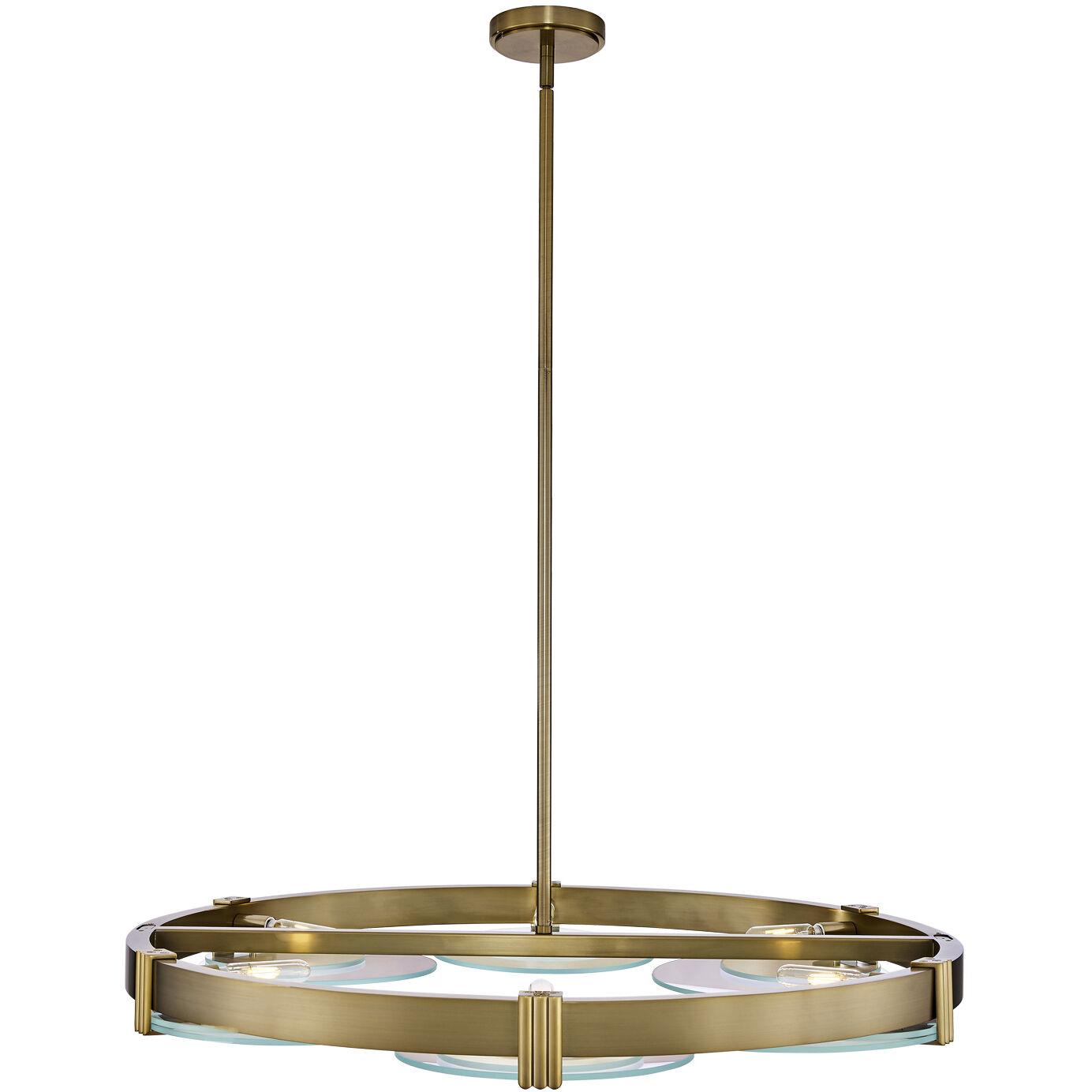 Optics 6 Light 36 inch Winter Brass Chandelier Ceiling Light