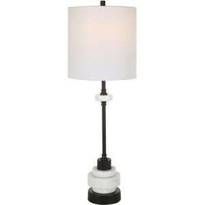 Alliance 32.5 inch 150.00 watt White Marble and Satin Black Buffet Lamp Portable Light