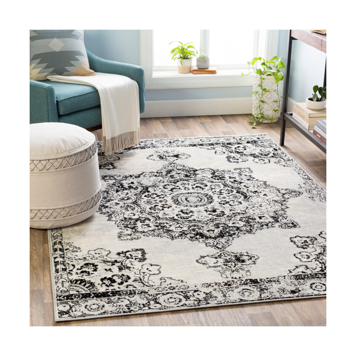 Monaco 87 X 63 inch Silver Gray/Medium Gray/Cream/Black Rugs