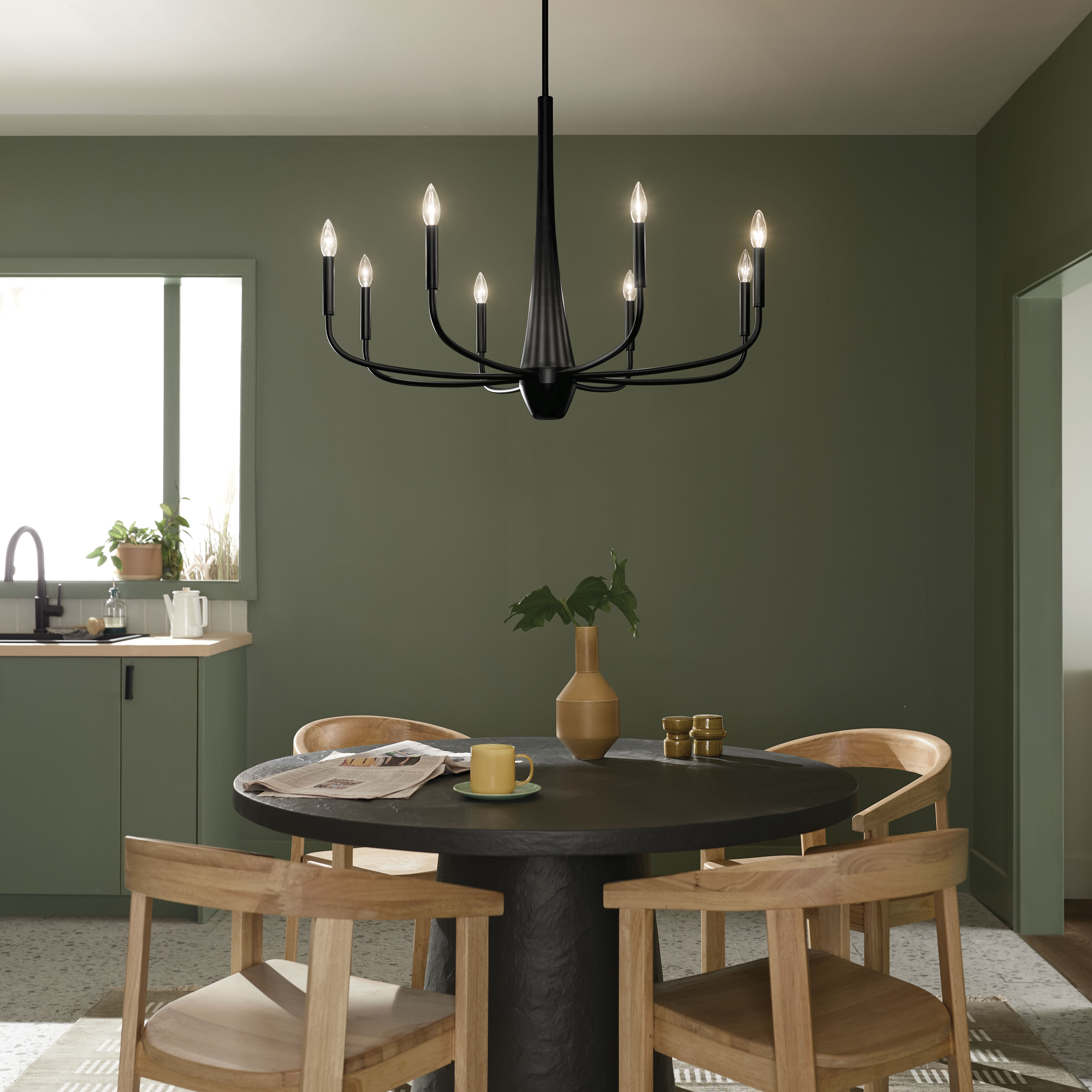 Deela LED 36 inch Black Chandelier Ceiling Light