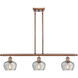 Ballston Fenton 3 Light 36 inch Antique Copper Island Light Ceiling Light in Clear Glass, Ballston