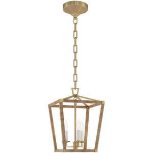 Chapman & Myers Darlana5 LED 10 inch Antique-Burnished Brass and Natural Rattan Wrapped Lantern Ceiling Light, Mini