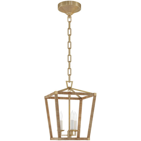 Chapman & Myers Darlana5 LED 9.75 inch Antique-Burnished Brass and Natural Rattan Wrapped Lantern Ceiling Light