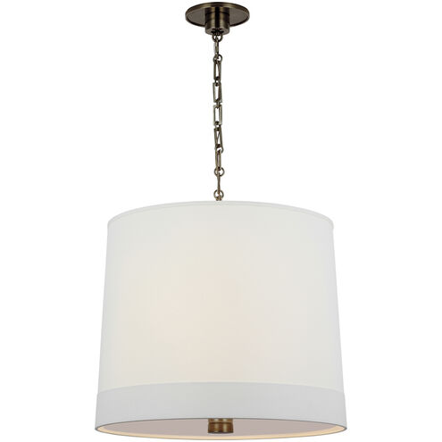 Barbara Barry Simple Banded 2 Light 24 inch Bronze Hanging Shade Ceiling Light in Linen