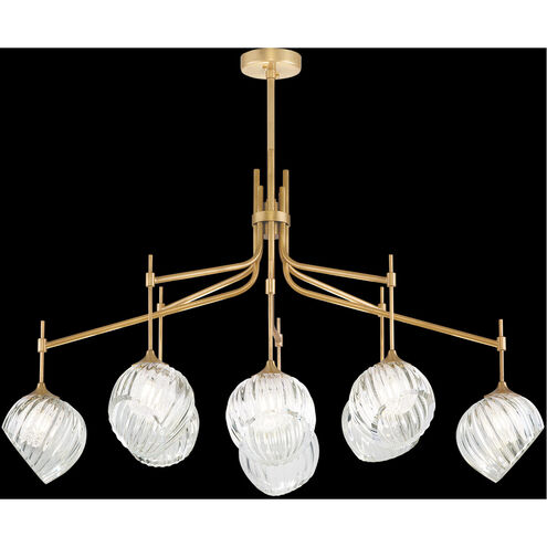 Nest 8 Light 52 inch Gold Pendant Ceiling Light in White Studio Glass