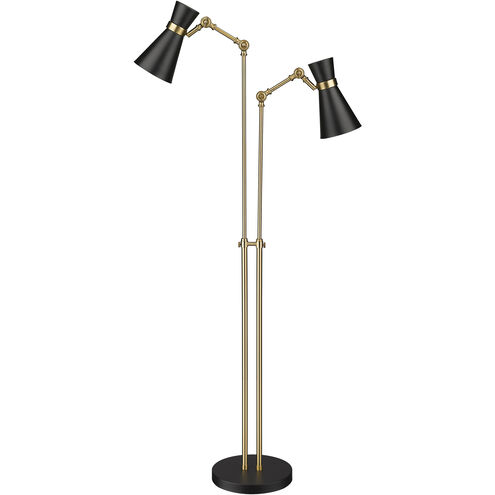 Soriano 56.5 inch 60.00 watt Matte Black and Heritage Brass Floor Lamp Portable Light