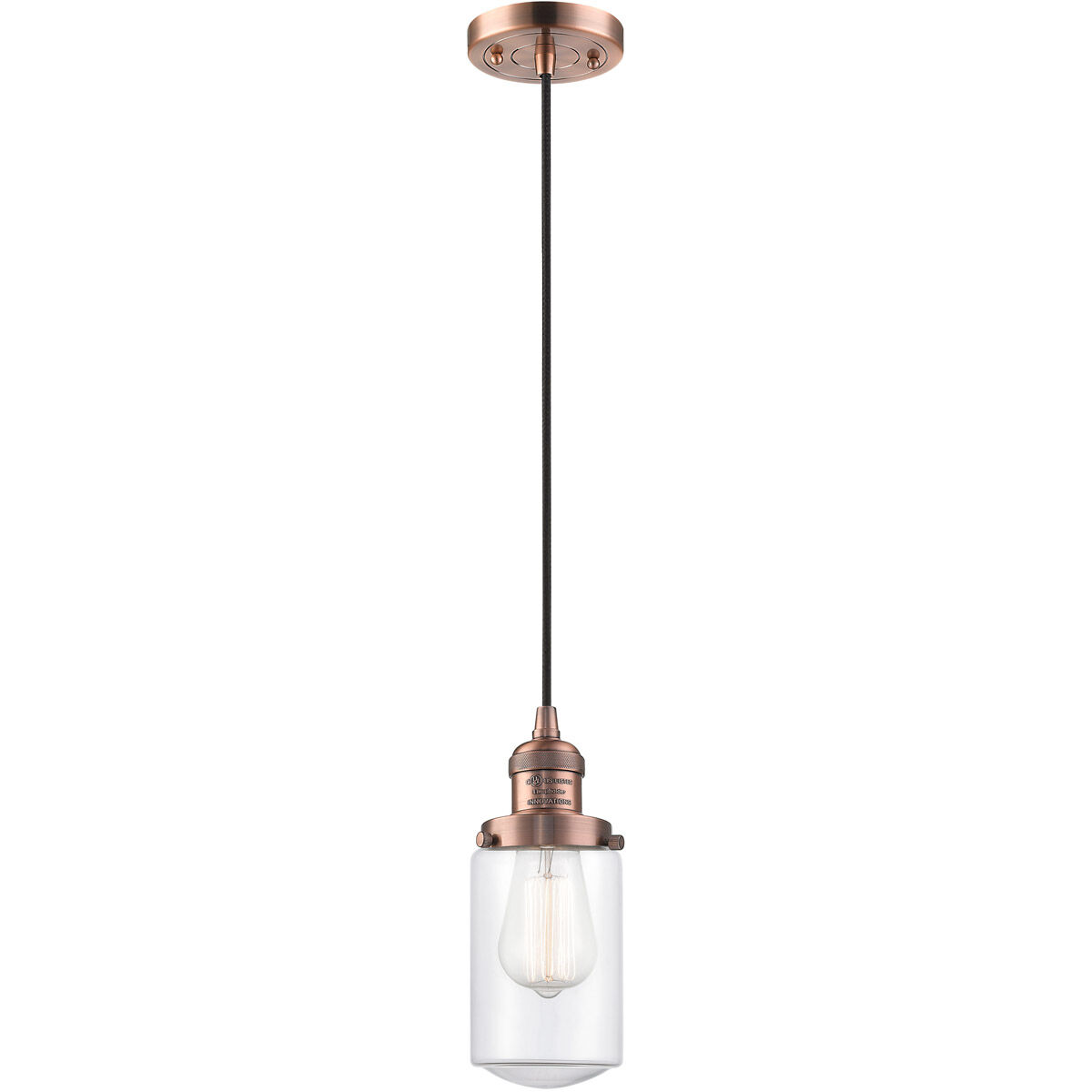 Franklin Restoration Dover 1 Light 5 inch Antique Copper Mini Pendant Ceiling Light in Clear Glass, Franklin Restoration