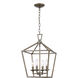 Lacey 4 Light 12 inch Antique Silver Leaf Pendant Ceiling Light