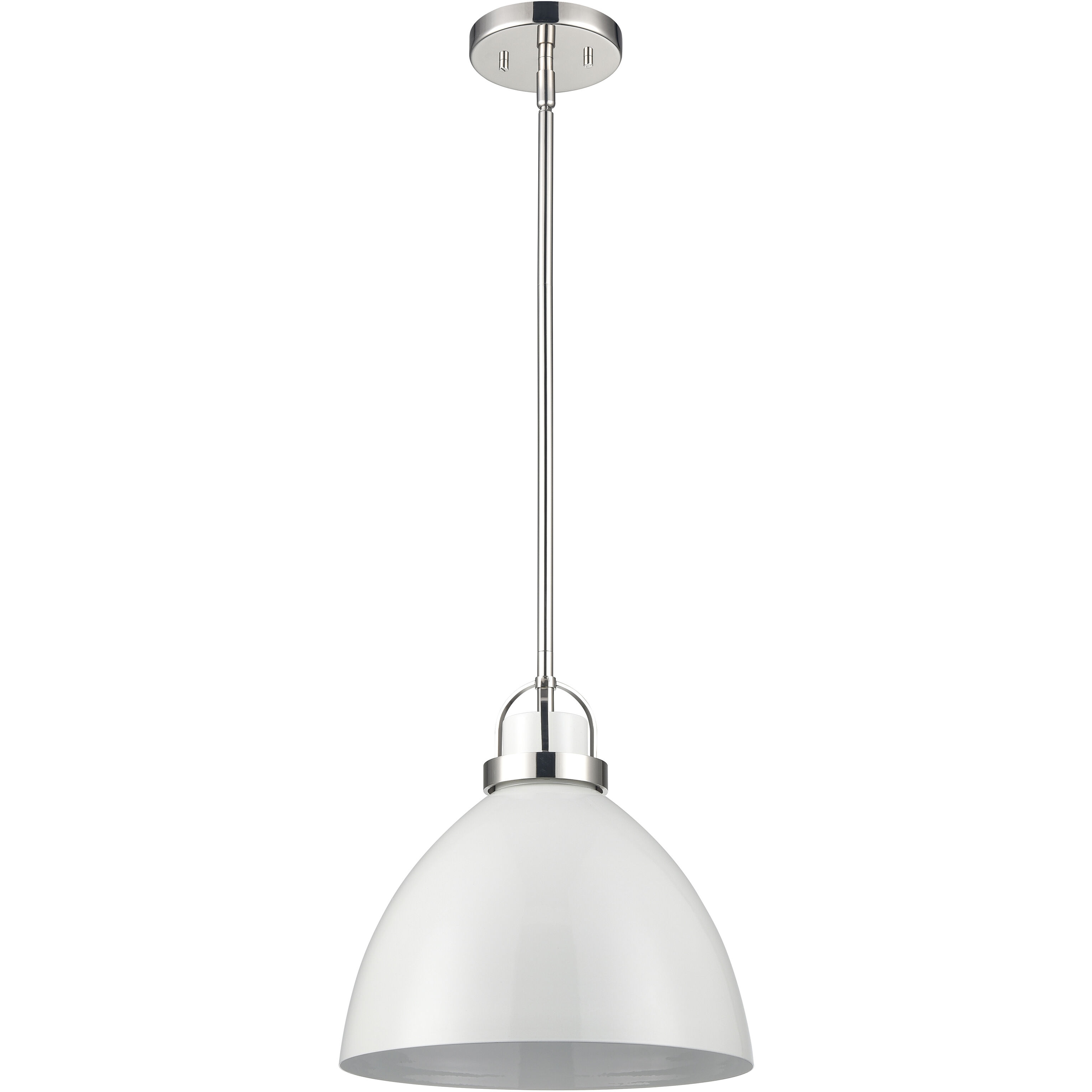 Somerville Pendant Ceiling Light in Gloss White with Polished Nickel