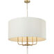 Secret Agent 5 Light 30 inch Gold and White Leather Pendant Ceiling Light