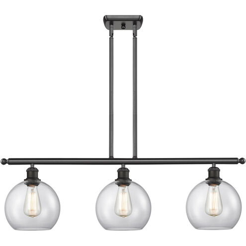 Ballston Athens 3 Light 36 inch Matte Black Island Light Ceiling Light in Clear Glass, Ballston