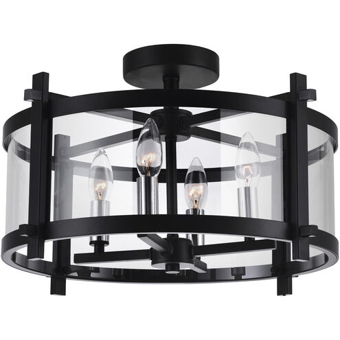 Miette 4 Light 18 inch Black Cage Flush Mount Ceiling Light