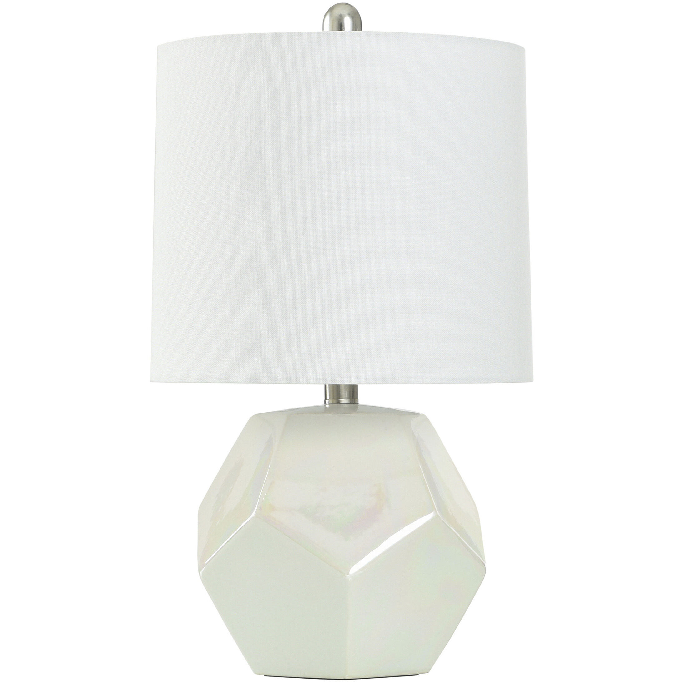 Prism Pearl 19 inch 60.00 watt Gloss White with Iridescent Pearl Glaze and Brussels White Table Lamp Portable Light