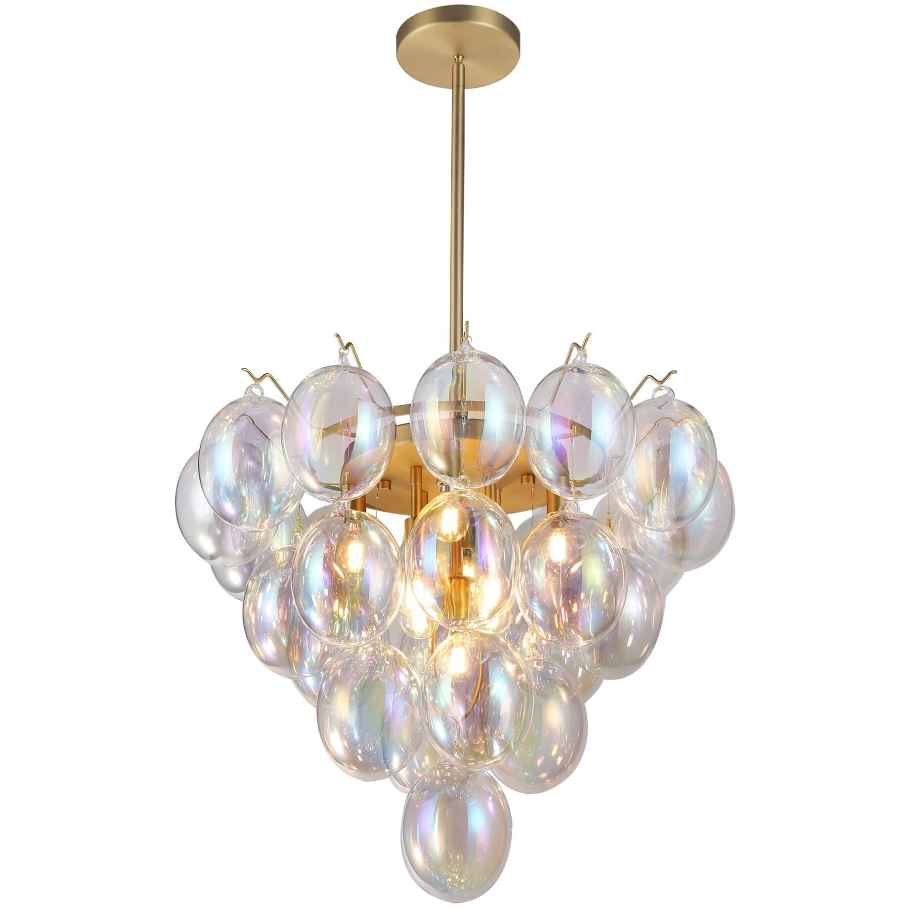 Globo LED 25 inch Brass Chandelier Ceiling Light in Iridescent