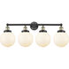 Beacon 4 Light 33.5 inch Black Antique Brass Bath Vanity Light Wall Light in Matte White Glass, Large