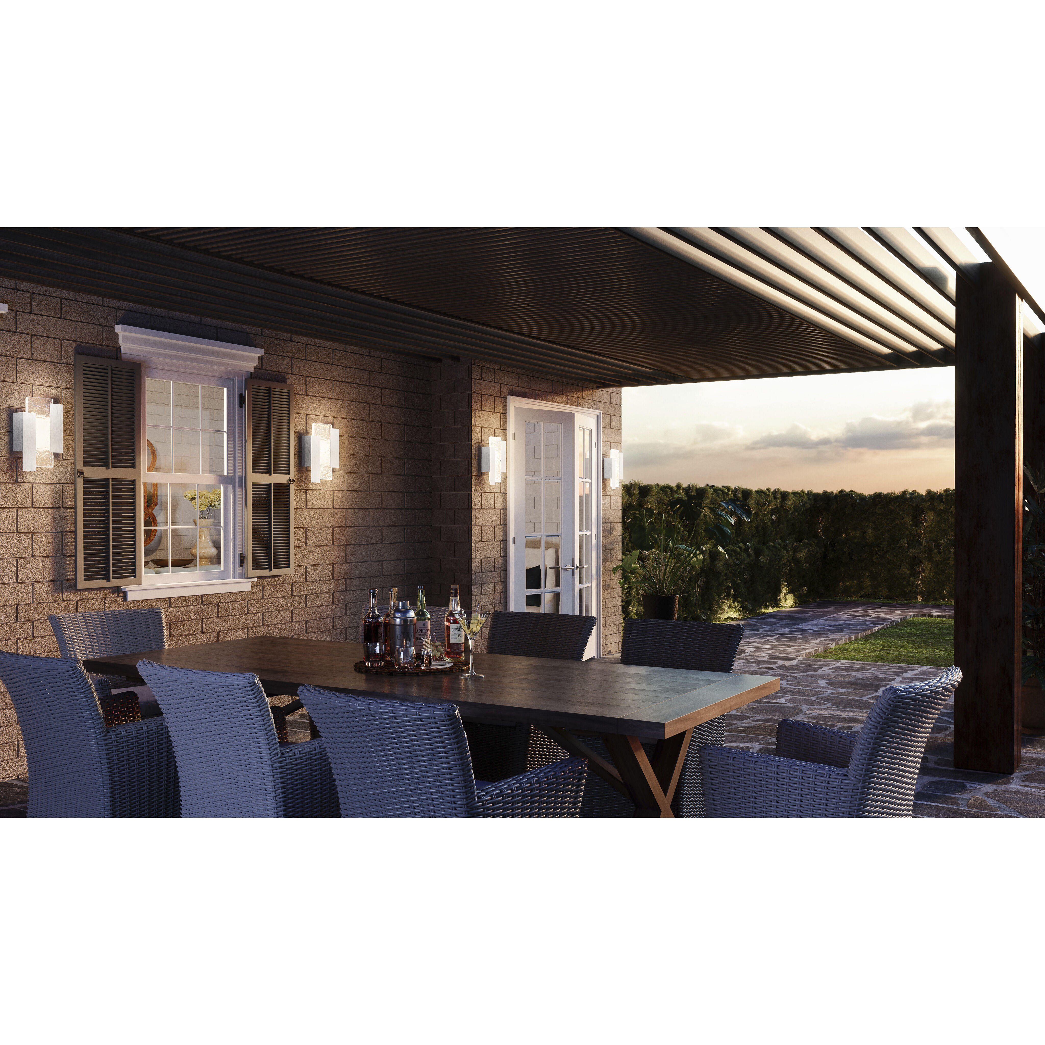 Miranda Outdoor Wall Lantern in Brushed Aluminum, Medium