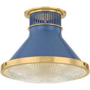 Highclere 1 Light 12.75 inch Aged Brass/Soft French Blue Flush Mount Ceiling Light