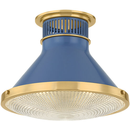 Highclere 1 Light 12.75 inch Aged Brass/Soft French Blue Flush Mount Ceiling Light