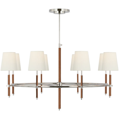 Thomas O'Brien Bryant2 LED 41 inch Polished Nickel and Natural Leather Wrapped Ring Chandelier Ceiling Light