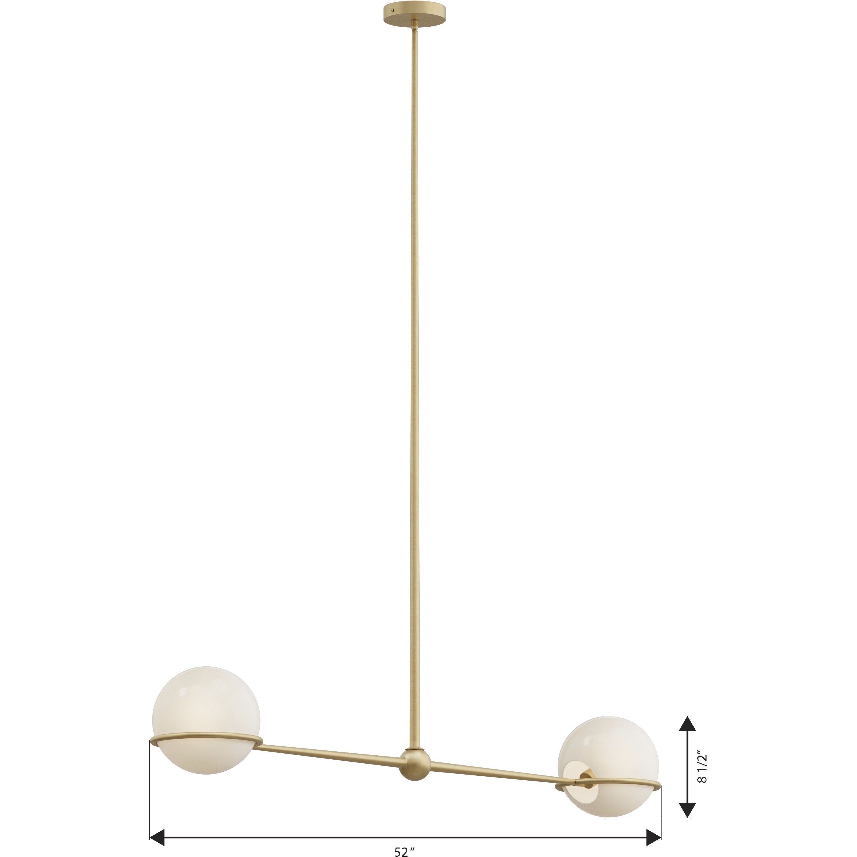 Orstyn 2 Light 52 inch Legacy Brass Linear Chandelier Ceiling Light