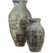 Ragusa Antique White and Blue Drip Outdoor Urn, Large