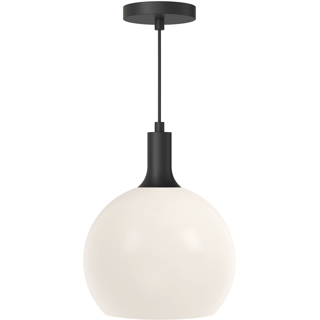 Alora Mood Castilla Pendant Ceiling Light in Matte Black, Matte Opal Glass