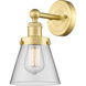 Cone 1 Light 6.5 inch Satin Gold Sconce Wall Light in Clear Glass, Small