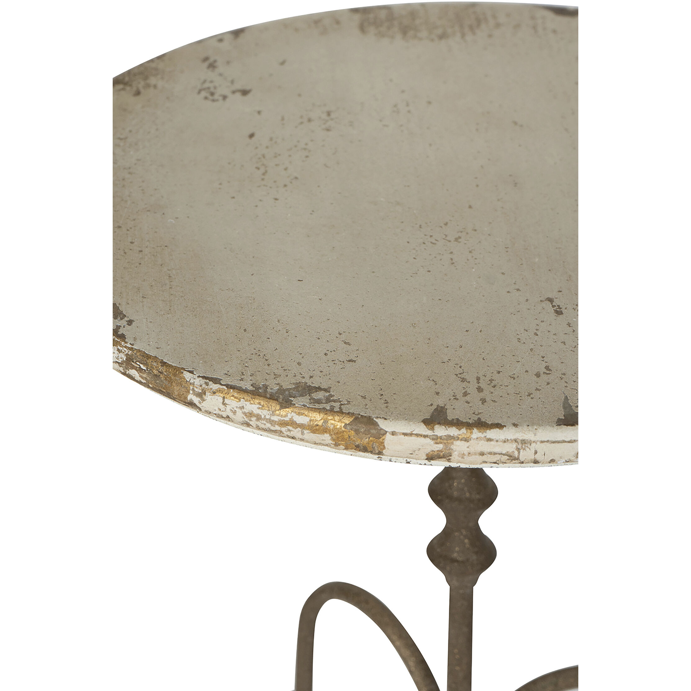 Anita 27.6 X 23.6 inch Distressed White/Gold/Bronze Side Table