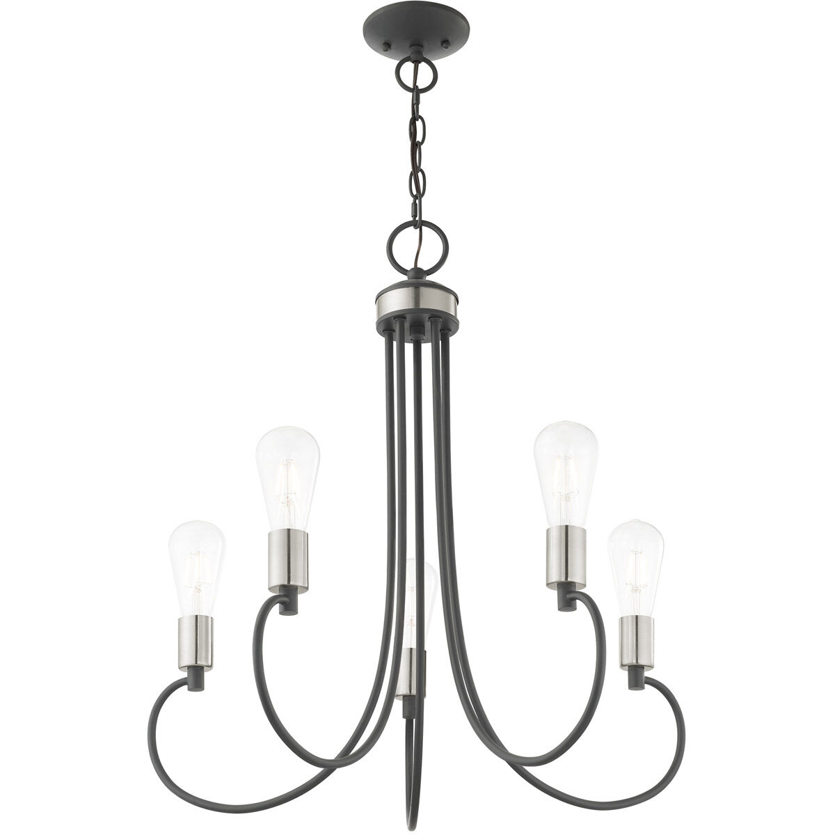 Bari 5 Light 25 inch Scandinavian Gray with Brushed Nickel Accents Chandelier Ceiling Light