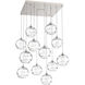 Terra 12 Light Beige Silver Chandelier Ceiling Light, Square Multi-Port