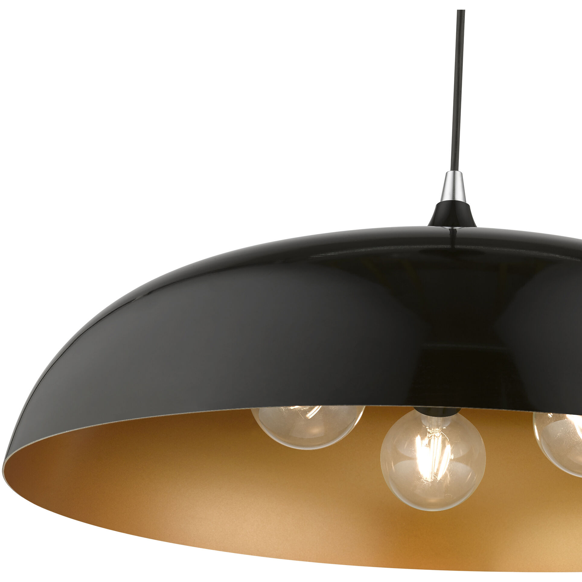 Amador 3 Light 24 inch Shiny Black with Polished Chrome Accents Pendant Ceiling Light, Large