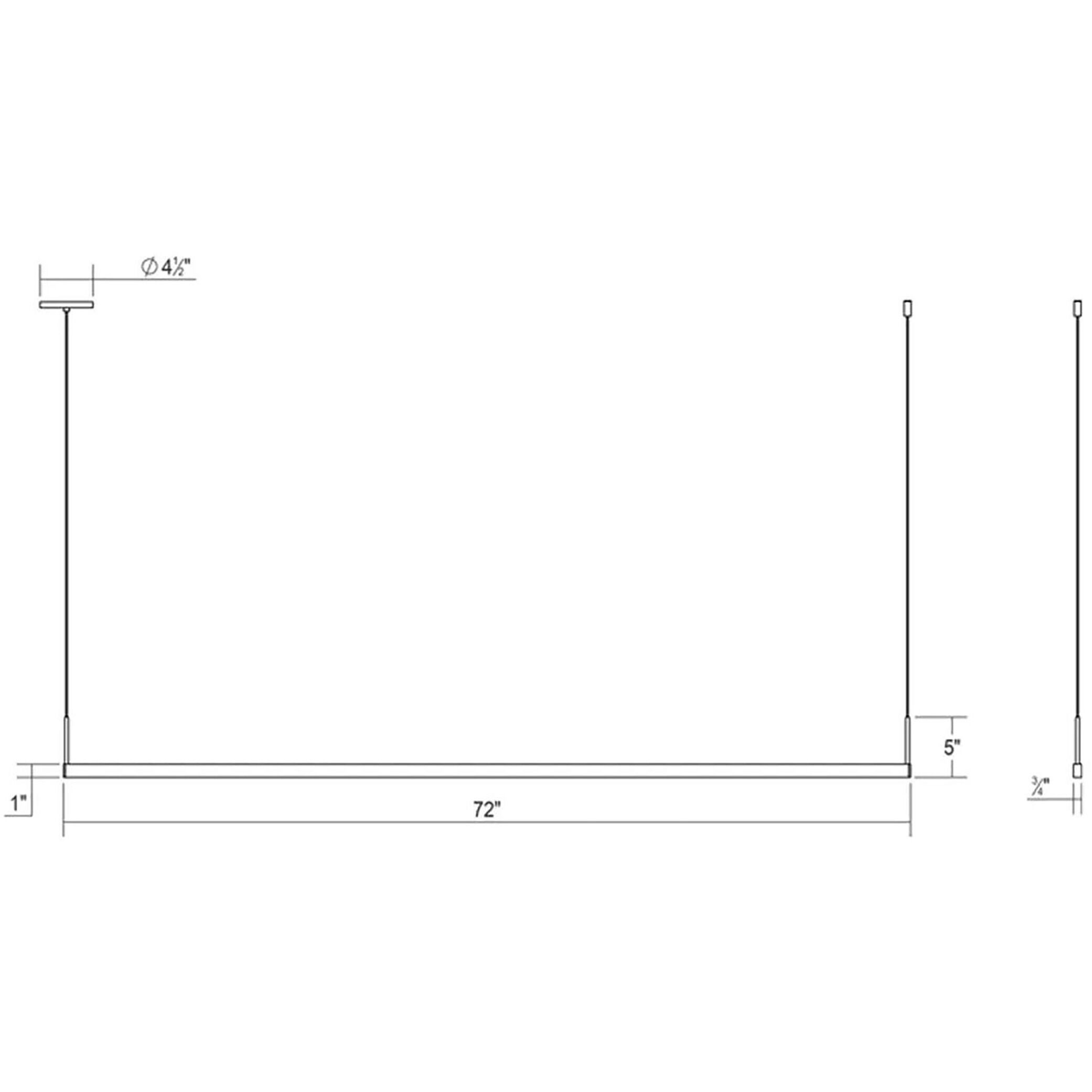 Thin-Line LED 72 inch Satin Black Pendant Ceiling Light in 6ft., 3500K